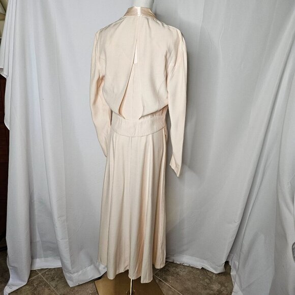Vintage Wild Rose Small to Medium Cream Dress & Satin Jacket Set 90's Elegant - Picture 8 of 16